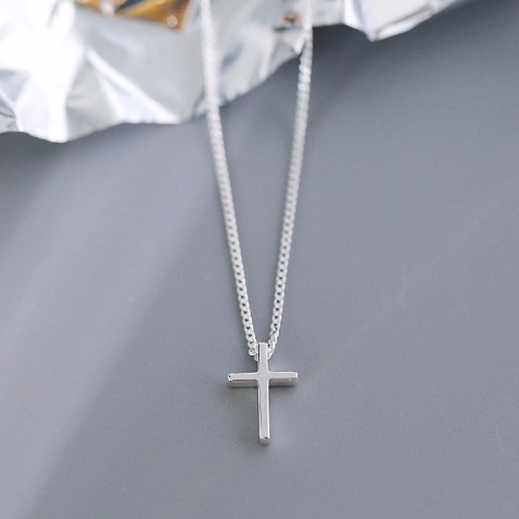 Vòng cổ Mạ Bạc 925 Hình Thánh Giá Đơn Giản Quyến Rũ Cho Nữ