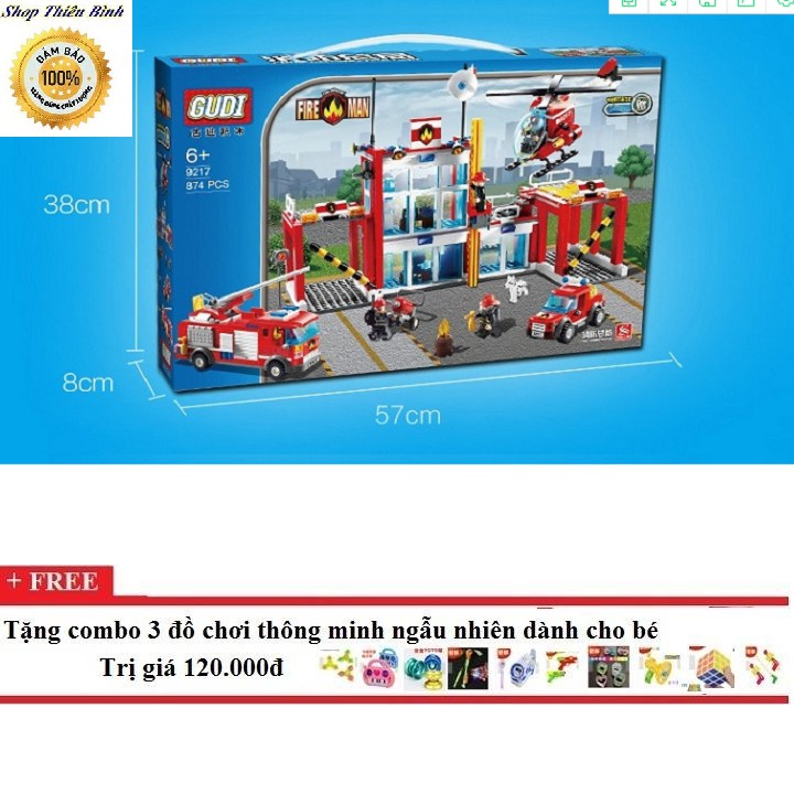 Bộ lego xếp hình&nbsp;Trạm cứu hỏa - 874 chi tiết Gudi 9217