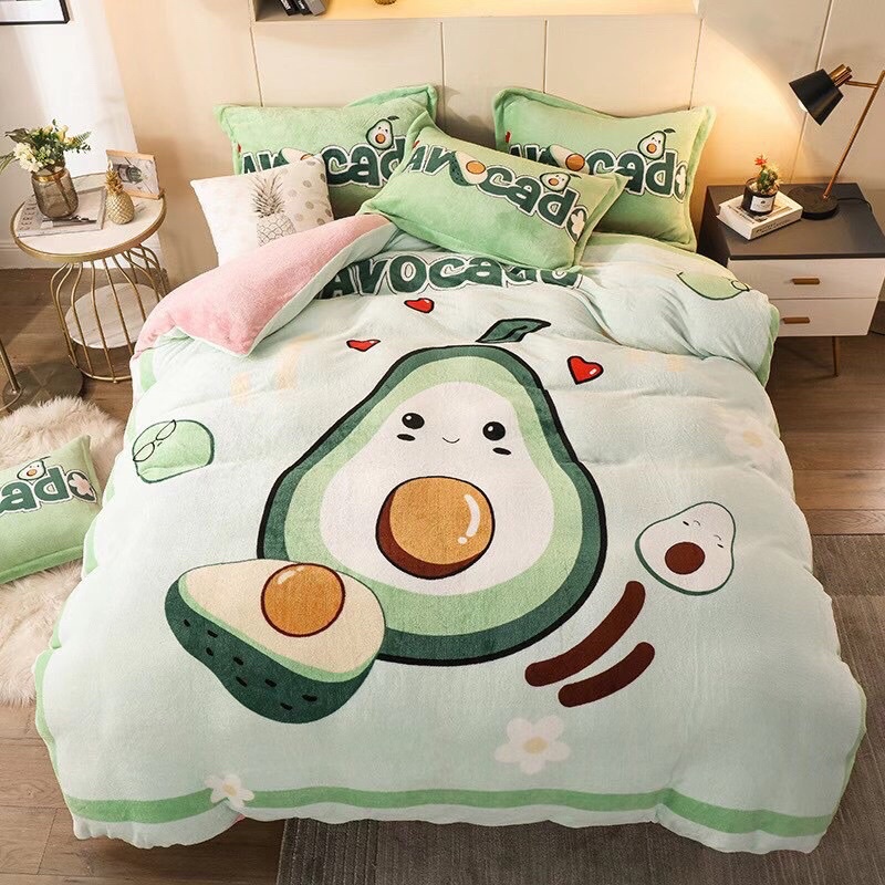 TRỌN BỘ CHĂN GA GỐI NỈ NHUNG 3D CAO CẤP, SÉT 4 MÓN 1 VỎ CHĂN 2 VỎ GỐI 1 GA NỈ NHUNG