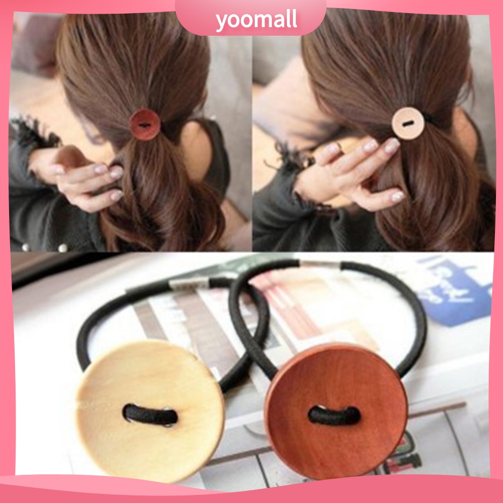 Dây cột tóc hình nút gỗ xinh xắn cho nữ