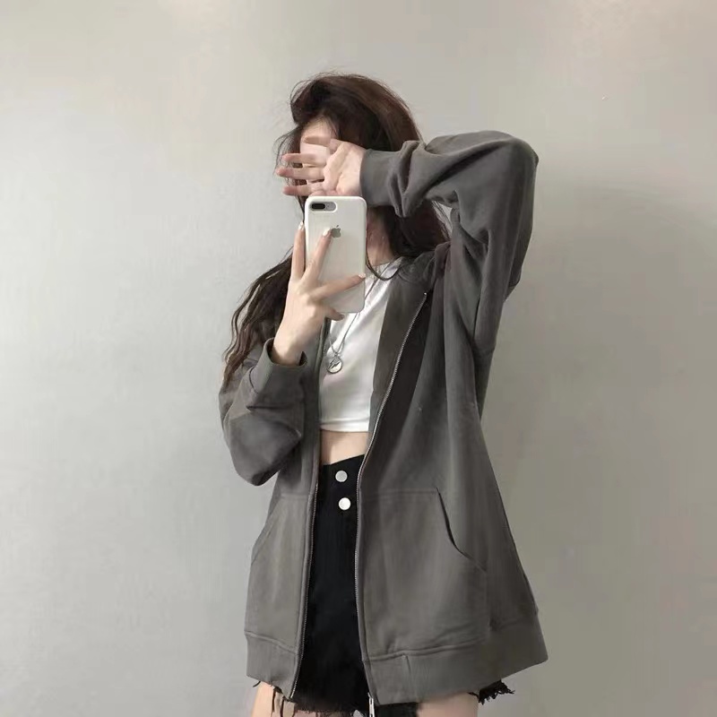 Áo Khoác Hoodie Dáng Rộng Thời Trang Xuân Thu Cho Nữ