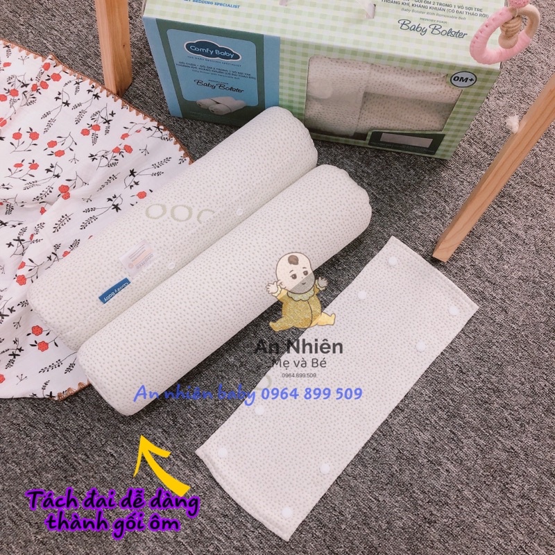 Gối chặn sợi, gối ôm 2 trong 1 tre bamboo kháng khuẩn cho bé Comfybaby CFN02 tiêu chuẩn Quốc tế-gối ôm comfybabay