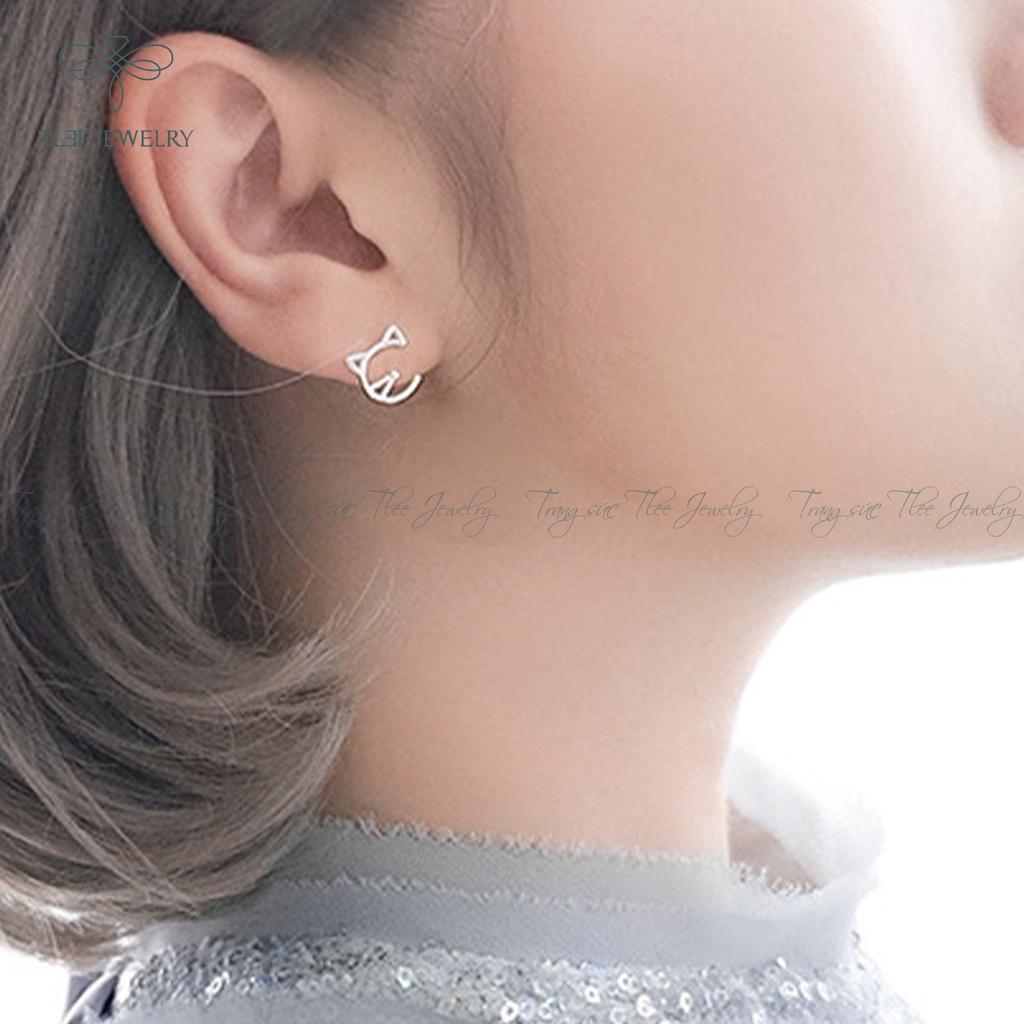 Khuyên tai bạc TLEE hình mặt mèo ngộ nghĩnh NCJ B0167