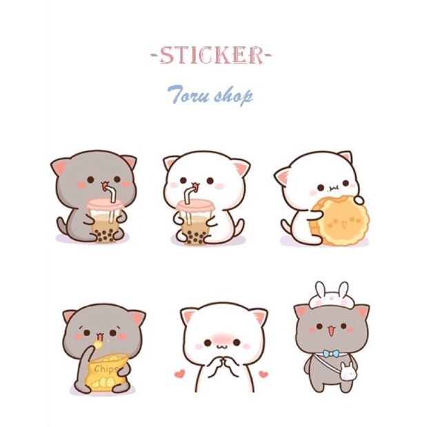 SET 10/20/30/40/50 TẤM STICKER MÈO CUTE