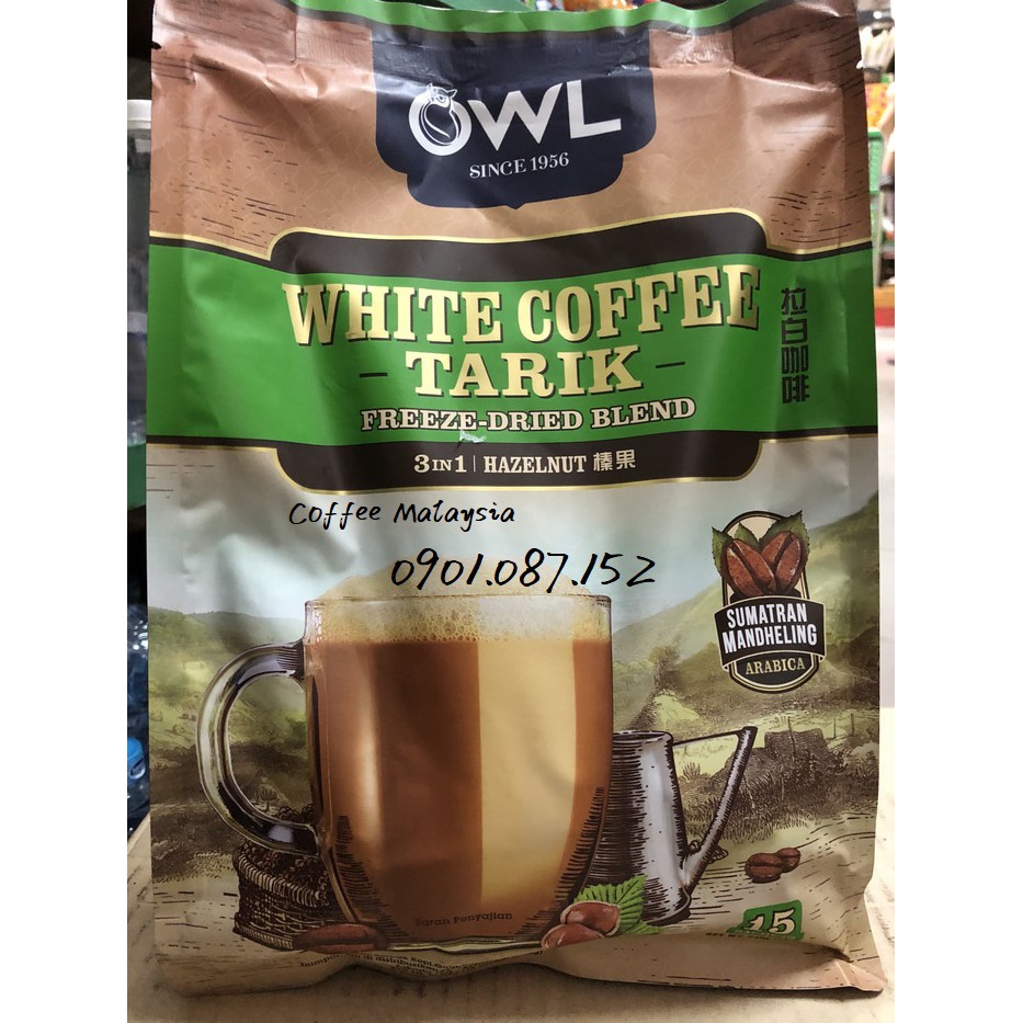 Cà phê trắng vị hạt phỉ - OWL White Coffee Tarik Hazelunt