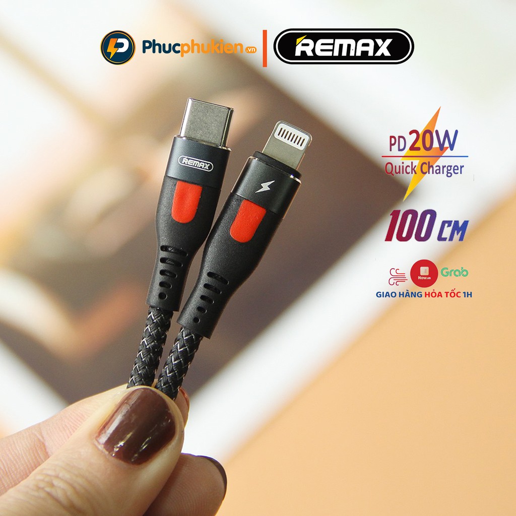 Dây sạc nhanh iPhone 20w chính hãng Remax 188i cáp type c to lightning sạc 50% pin chỉ 30 phút cho 8 Plus đến 13 Pro max