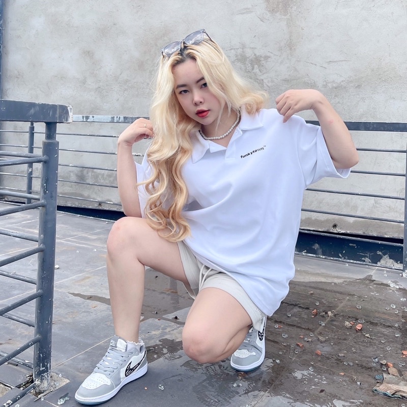 ÁO THUN POLO NAM NỮ UNISEX VẢI COTTON NGẮN TAY MÀU TRẮNG FUNKY