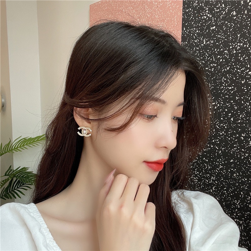 Bông Tai Mạ Bạc 925 Đính Ngọc Trai Cao Cấp Mới Phong Cách Hàn Quốc