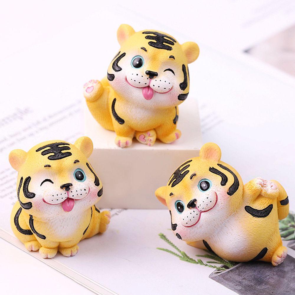 LEISURE Tượng Hổ Hoạt Hình Mini Bằng Nhựa Resin Dễ Thương Trang Trí Nhà Cửa / Xe Hơi 20