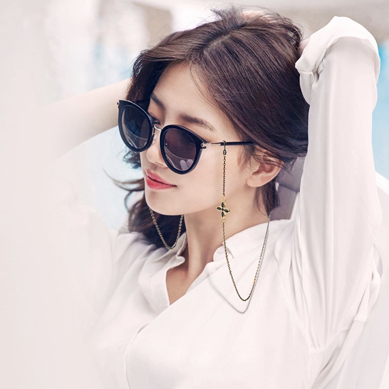 Chuỗi đeo mắt kính chống thất lạc phối mặt phụ kiện và ngọc trai thời trang