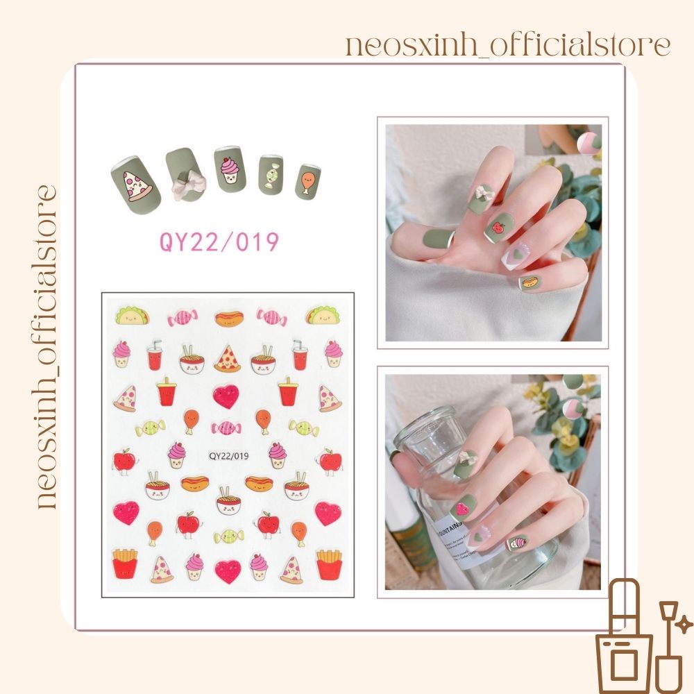 Sticker Dán Móng Tay Hoạt Hình QY2 40 Mẫu Cute Hot Trend - Hình Dán Móng - Neosxinh Nails