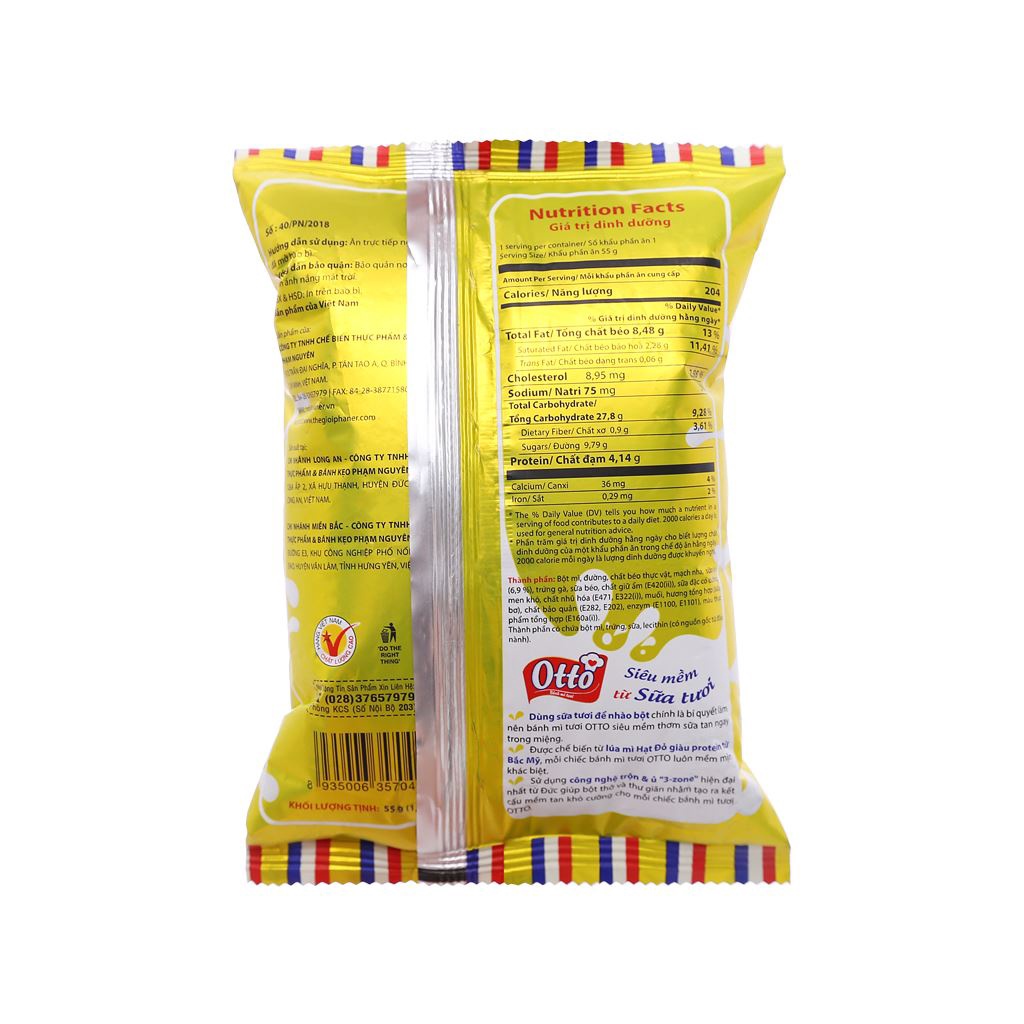CHÍNH HÃNG Combo 6 Gói Bánh Mì Otto Tươi Nhân Kem 55g