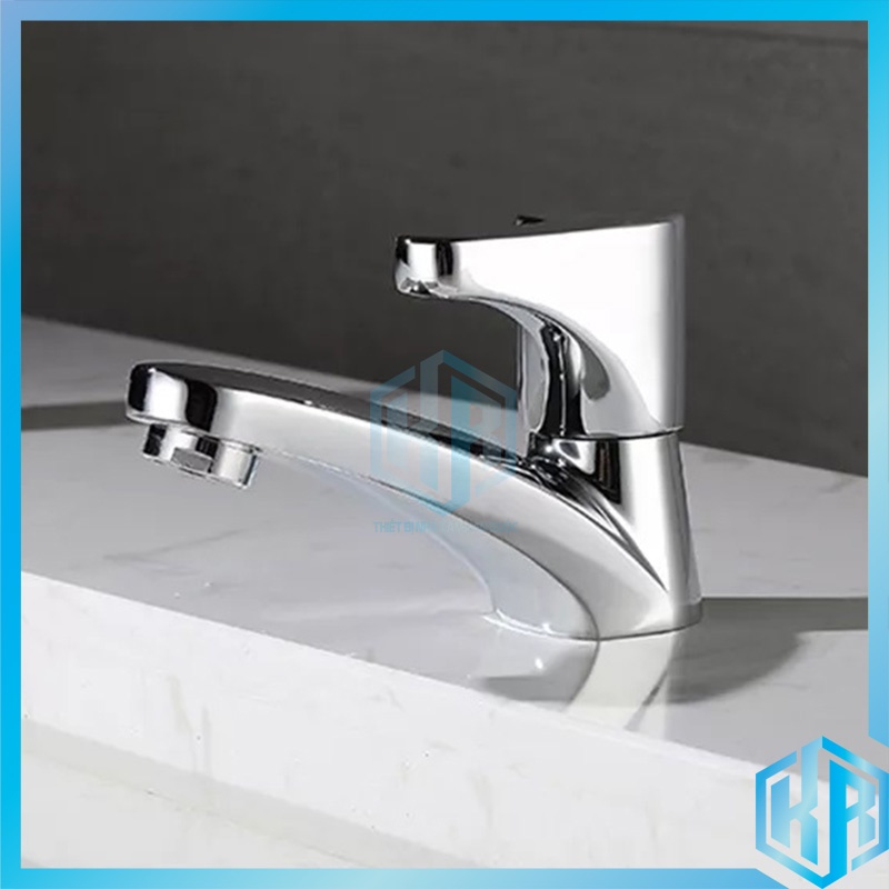 Vòi lavabo lạnh 1 đường nước inox 304 trụ tròn cao 8cm mạ màu bạc với thân tròn, kiểu dáng nhỏ gọn, hiện đại