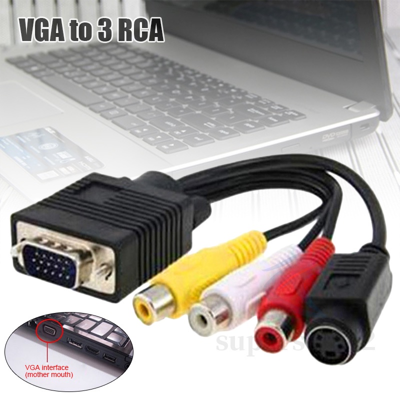 Cáp chuyển đổi VGA SVGA sang S-Video 3 RCA AV TV cho máy tính laptop