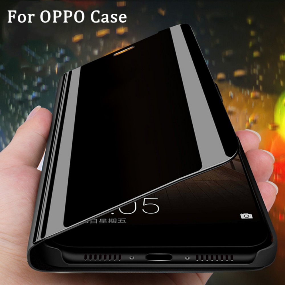 Ốp Lưng Nắp Gập Màu Trơn Có Mặt Gương Phía Trước Cho Oppo F5 F7 F9 F11 Pro K1 Find X R11s Plus | BigBuy360 - bigbuy360.vn