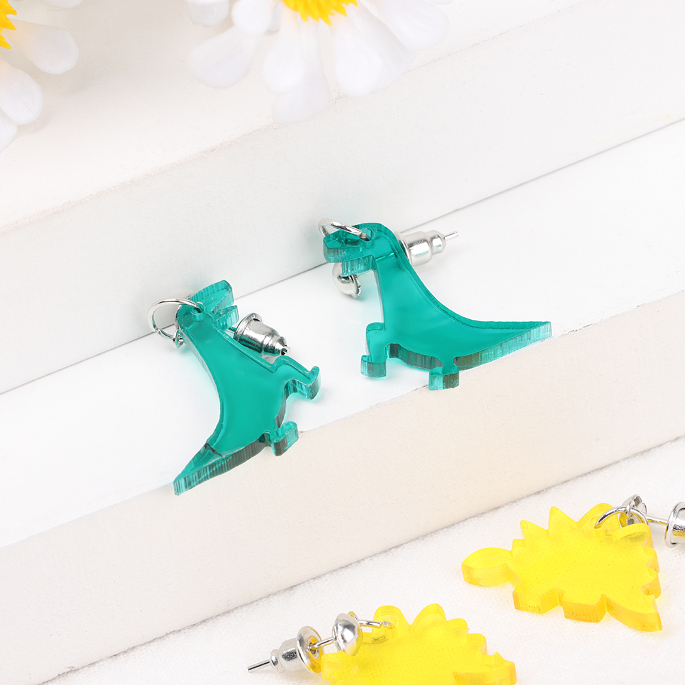 Khuyên tai nhựa acrylic hình khủng long nhỏ nhiều màu tùy chọn dành cho bé gái