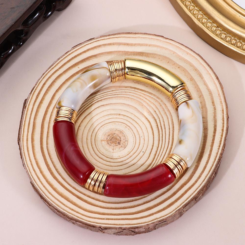 ORIENTLII Vòng Tay Acrylic Hình Ống Tre Hàng Mới