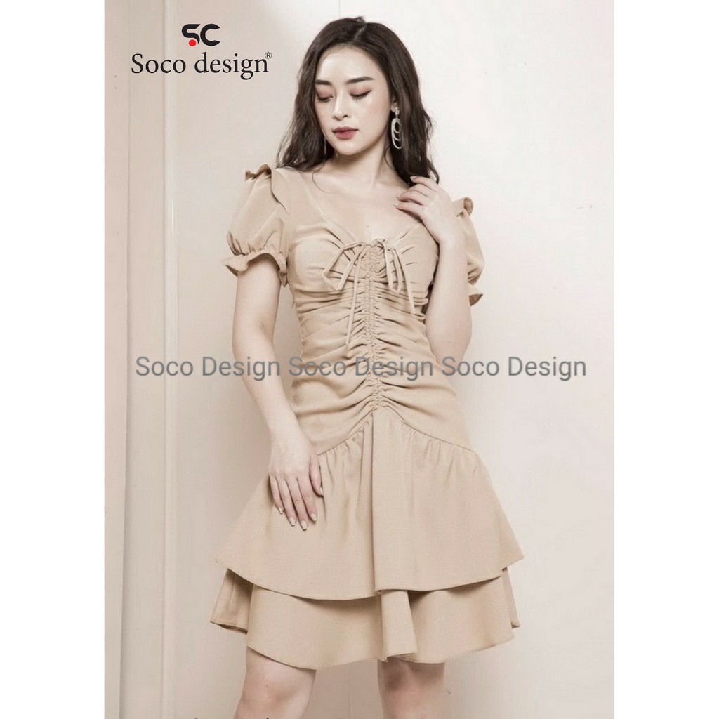 Đầm xòe 2 tầng dún ngực cao cấp Soco design SC