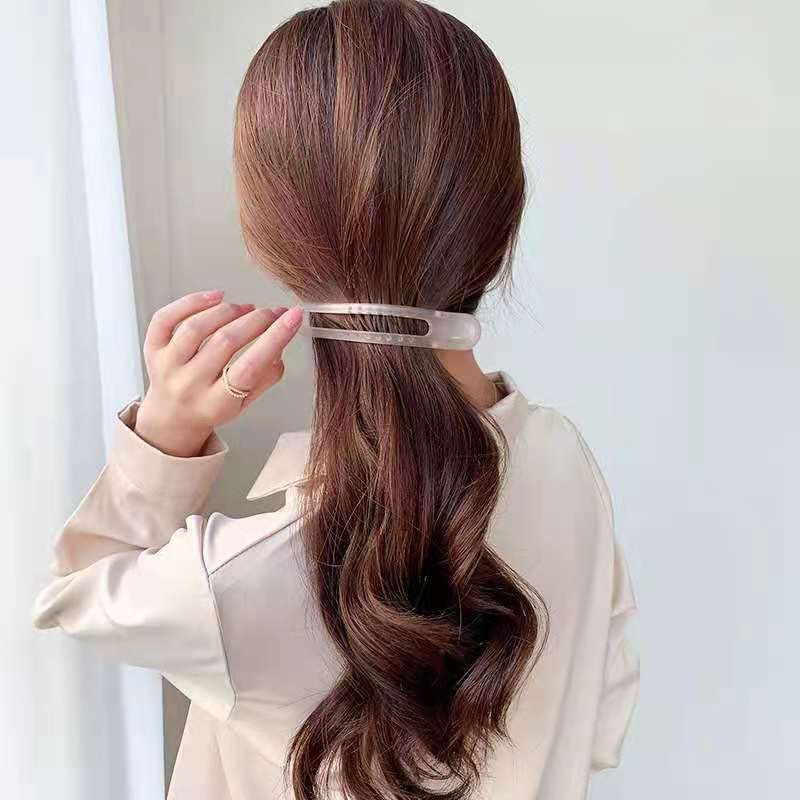 Kẹp Tóc Hình Cá Mập Bằng Acrylic Màu Trơn Trong Suốt Thời Trang