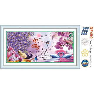 Tranh đính đá abc đồng hồ vợ chồng. kích thước 80x41cm