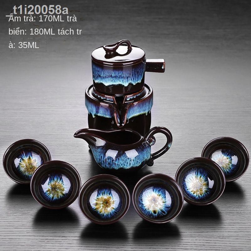 ☼ ✤ Ronghao Kungfu Tea Set Máy pha trà lười hoàn toàn tự động Gốm sứ tráng men vàng Bộ ấm trà Bộ ấm trà đơn giản