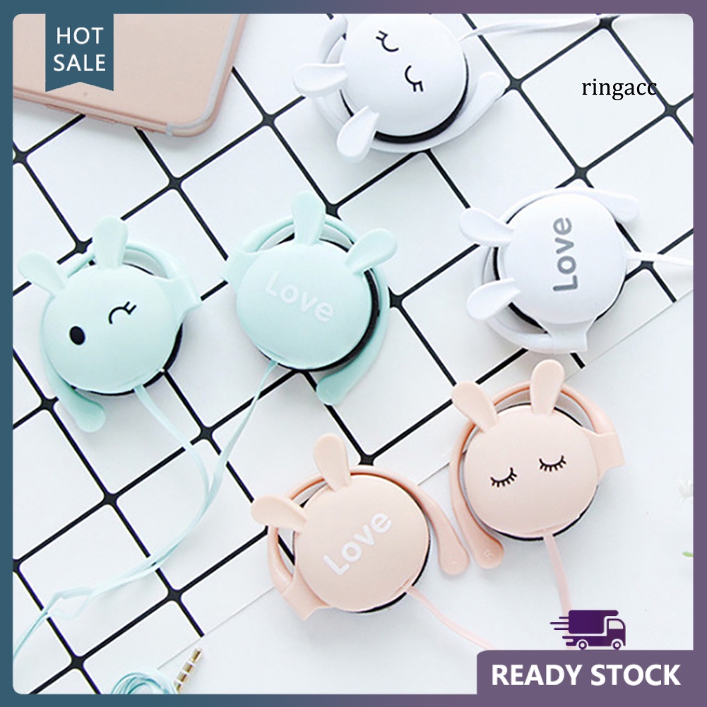 Tai nghe dạng móc vành tai hình tai thỏ dễ thương giắc 3.5mm