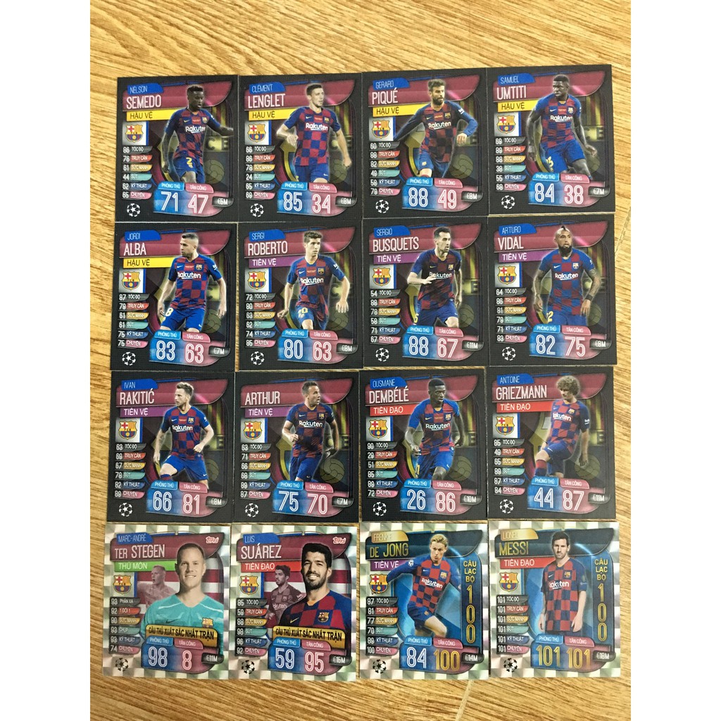 Set 16 Thẻ In Match Attax 2019-20 Poca FC Barcelona + 1 Mini Album Custom