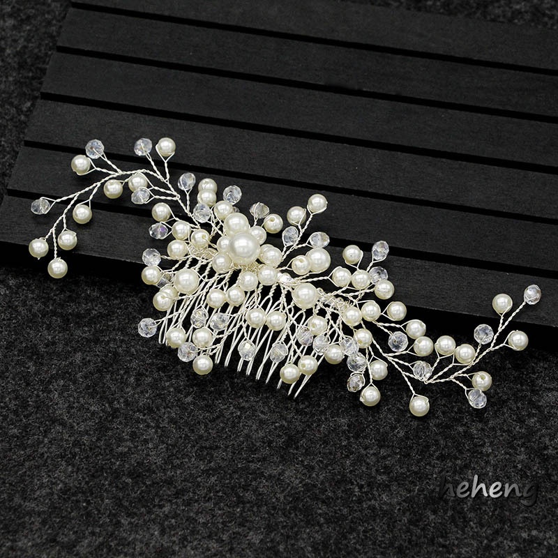 Lược Cài Tóc Cô Dâu Đính Ngọc Trai Giả Sang Trọng