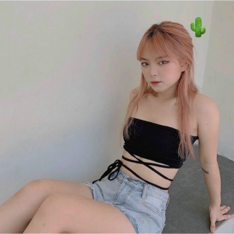 Áo ống dây quấn eo chất thun Borip hàng y hình kèm ảnh thật chính chủ ( free sire từ 40-53kg)