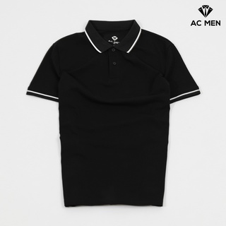 Áo Polo nam AC MEN phối cổ dệt viền, vải cá sấu Cotton xuất xịn, sang trọng - lịch lãm CB499ĐEN