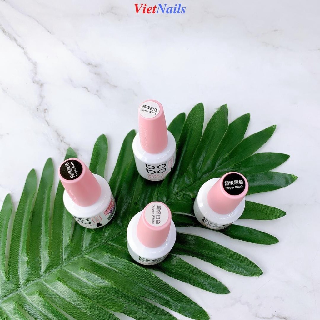 Sơn Gel Bobo Màu Trắng, Màu Đen Lên Chuẩn Màu Dung Tích 15ml
