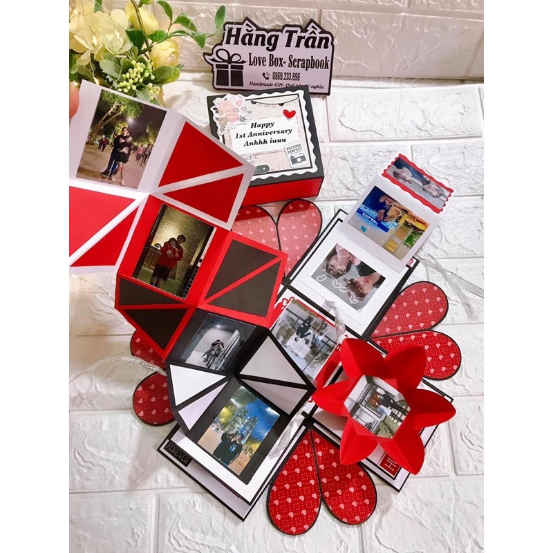 Hộp Love box màu đỏ (Tặng in 20 ảnh)