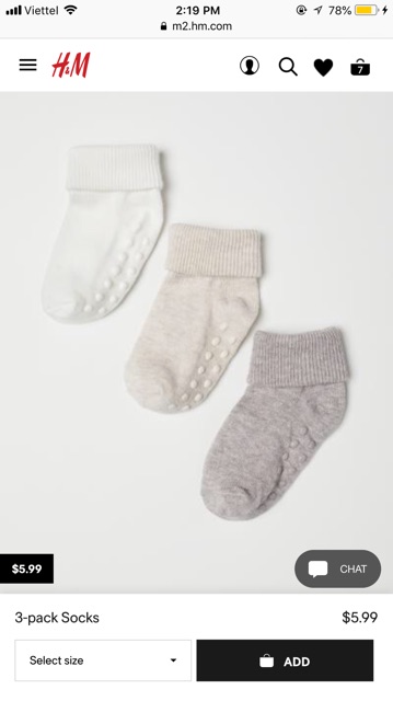 Vớ cho bé H&M size 22/24