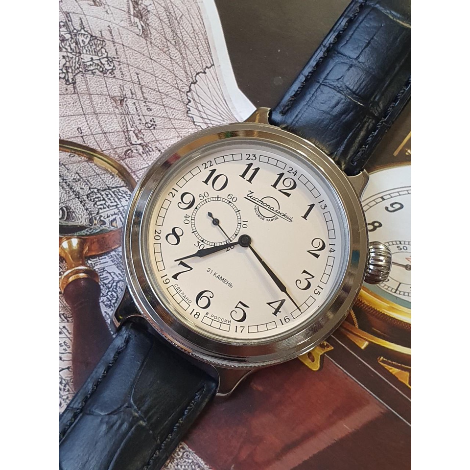 Đồng hồ Nga Vostok 550931. Đồng hồ nam Vostok máy cơ tự động Automatic, size mặt 38, size dây 18, chống nước 3 ATM