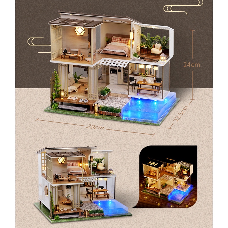 DIY Mô Hình Nhà Búp Bê Căn Nhà Trong Mơ Thiết Kế Đơn Giản Ấm Cúng-A-085