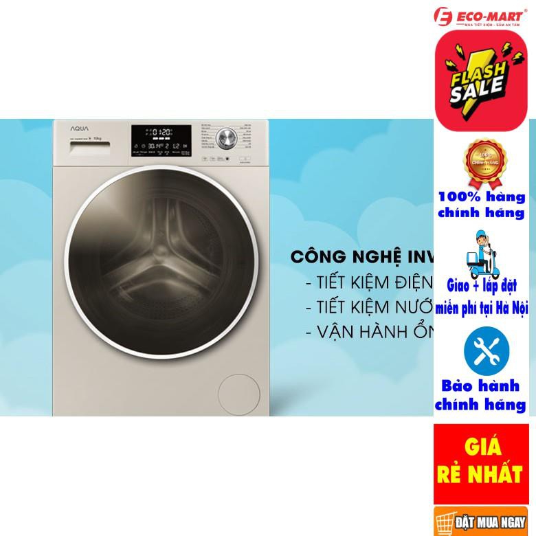 [ VẬN CHUYỂN MIỄN PHÍ KHU VỰC HÀ NỘI ]  Máy giặt Aqua cửa ngang 10 kg màu vàng kim AQD-D1000C.N2