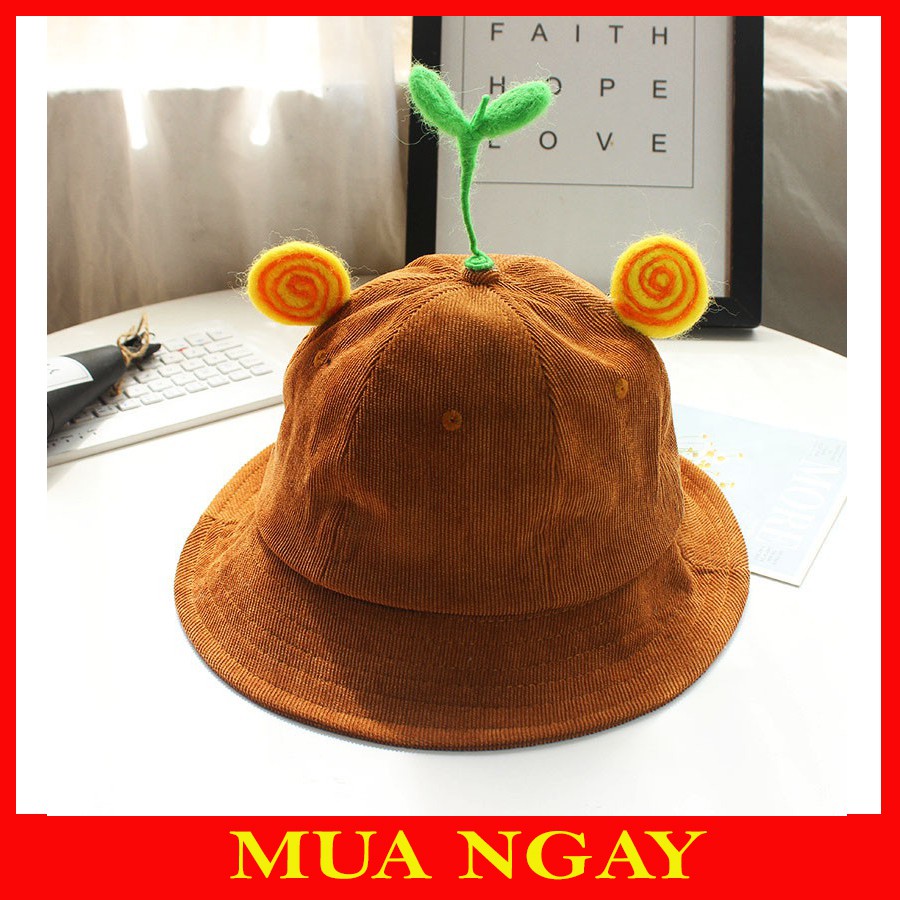 Mũ Nón Mầm Cây Maruko 3D Rộng Vành Bucket Hat Ulzzang