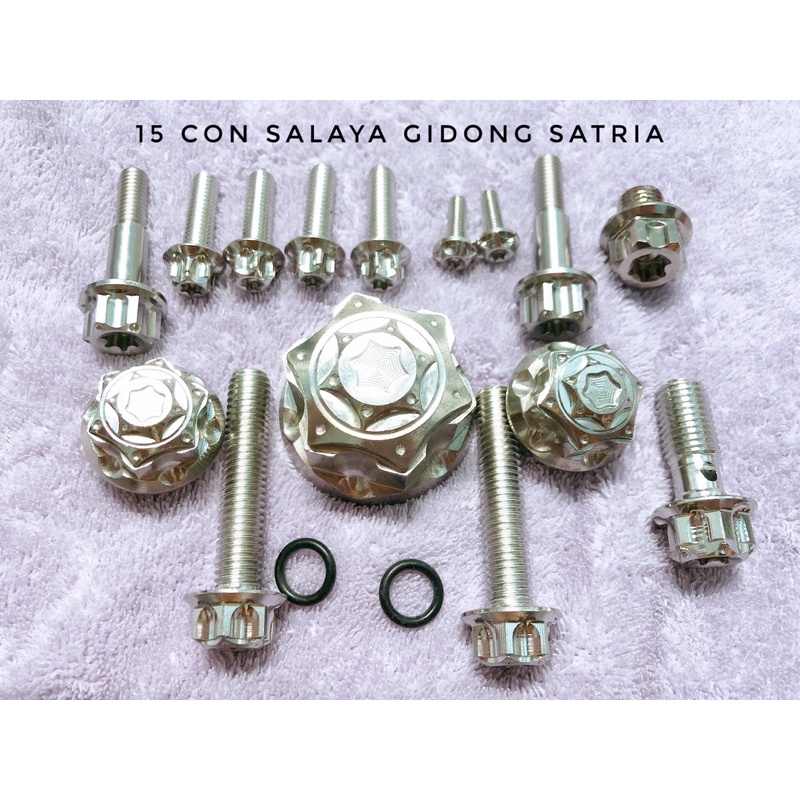 FULL 15 ỐC SALAYA INOX 304 CHÍNH HÃNG GẮN GIDONG XE RAIDER/SATRIA/SONIC CỰC ĐẸP