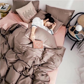 Bộ chăn ga gối lụa sumoi phối màu  4 món ( ib chọn size giừng)