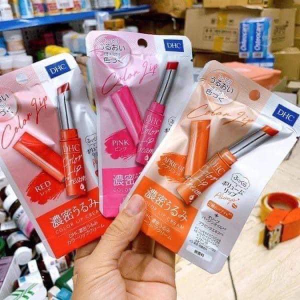 Son Dưỡng Môi DHC Color Lip Cream Nhật Bản Có Màu Cam, Đỏ, Hồng