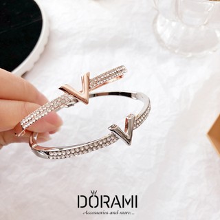 Vòng tay chữ V cao cấp đính hột lấp lánh phụ kiện trang sức thời trang hàn quốc - dorami