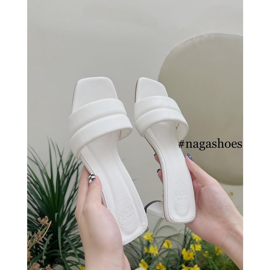 DÉP NAGASHOES QUAI NGANG PHỒNG ĐẾ VUÔNG 5CM NAD213
