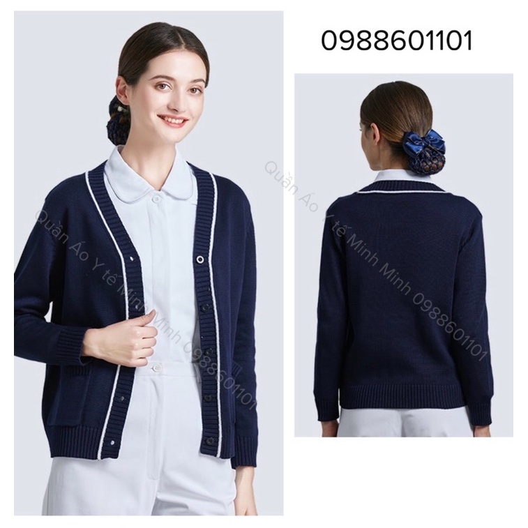 Áo Len Cadigan mùa thu đông Basic, vintage giữ ấm, giữ nhiệt, 2 lớp lót lông, phù hợp điều dưỡng, bác sĩ, phòng khám