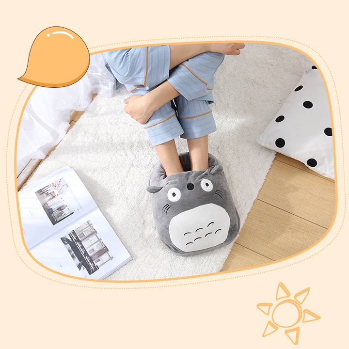 Túi Sưởi Ấm Ủ Chân Điện, Dép sưởi hình thú đáng yêu, Kết Nối An Toàn, Chất Liệu Vải Nhung Cao Cấp
