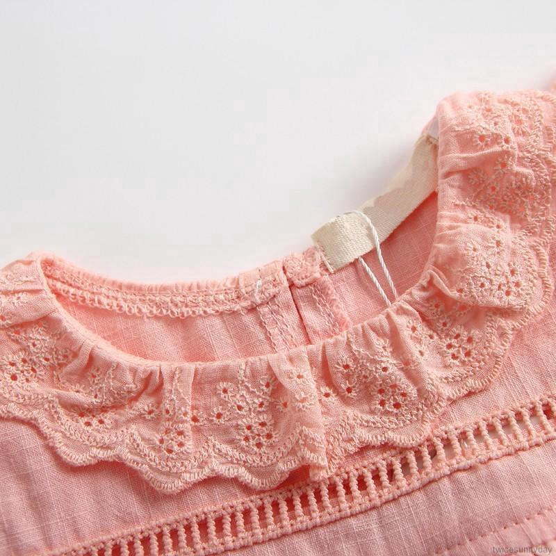 ☀ sunny ღ Bộ áo liền quần phối ren dễ thương cho bé gái