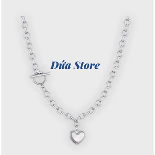 Vòng cổ trái tim khoá OT lệch thép không gỉ