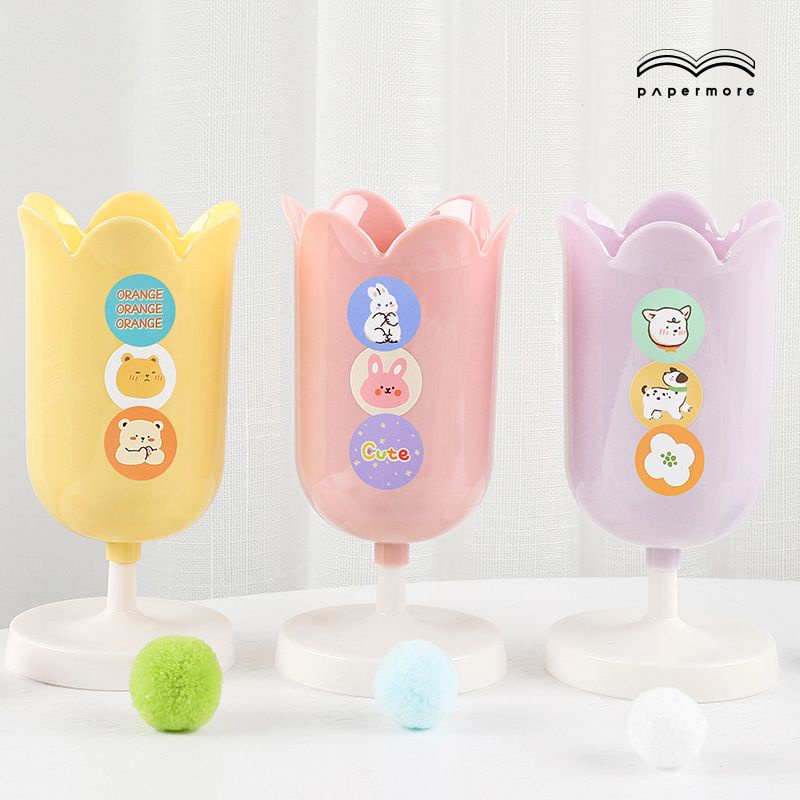 1 tấm sticker tròn PaPerMore hình thú và cây, hoa cute