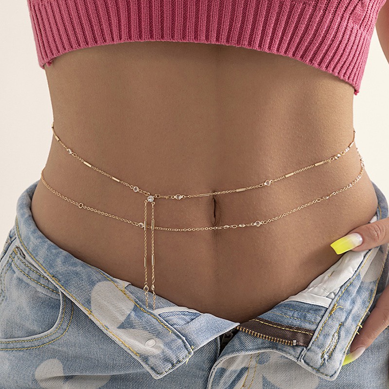 Chain thắt eo trần 2 sợi mảnh nhỏ Chain thắt eo phối croptop siu xinh