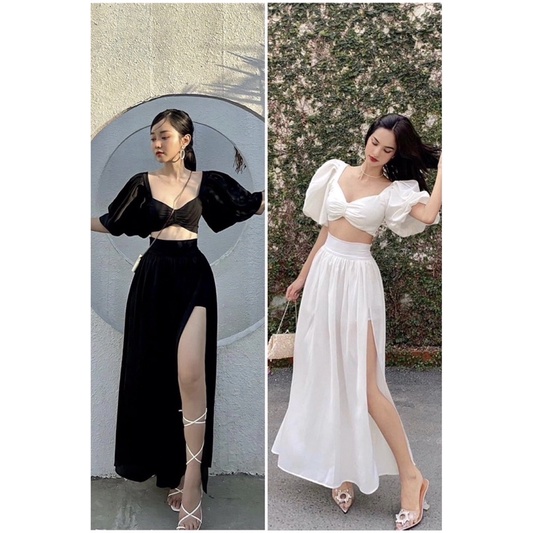 {Có Ảnh Thật } 𝗕𝗜𝗚 𝗦𝗜𝗭𝗘 Set Maxi Áo Váy Xẻ Tà Đi Biển 𝟲𝟬-𝟵𝟱𝗞𝗚