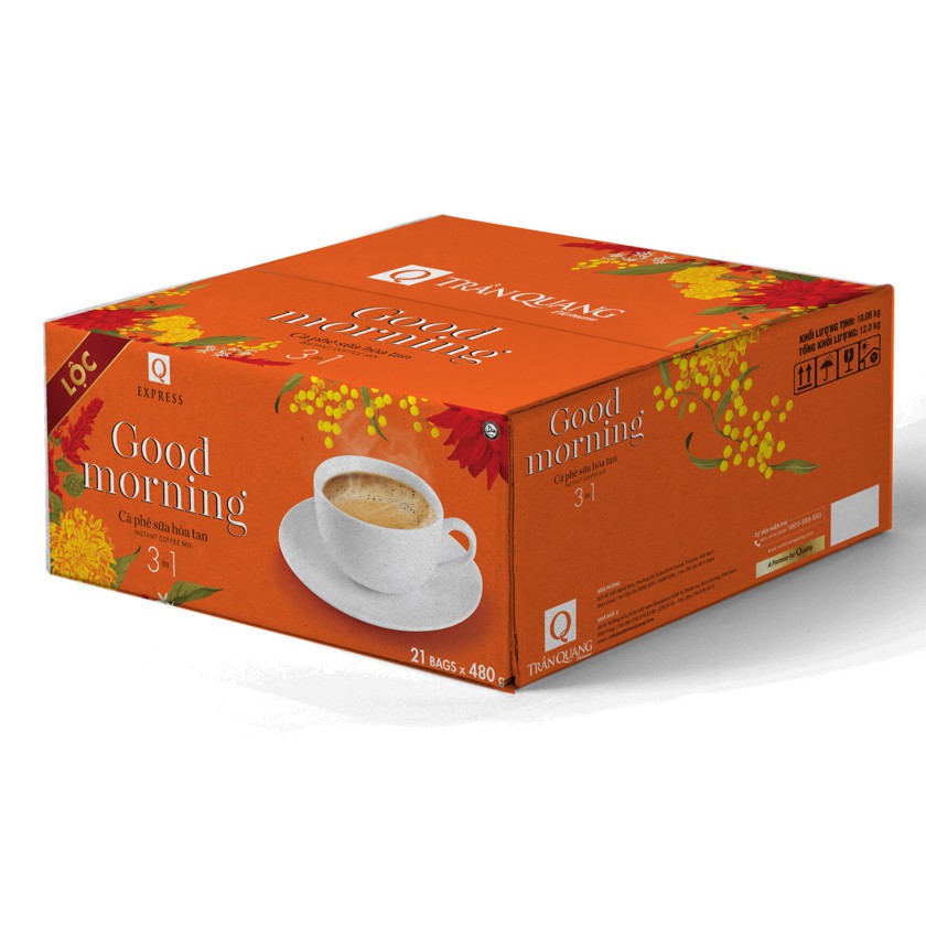 Cà phê hòa tan 3 in 1 Goodmorning cafe sữa uống liền (bịch 24 gói x 20gr) Trần Quang Coffe | BigBuy360 - bigbuy360.vn